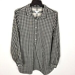 J. Jill Black and White Checkered Button Down Shirt